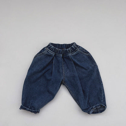 Baby Demin Blue Loose Quality Fashion Spring Autumn Pants-4