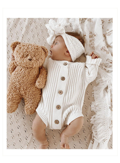 New Arrival Baby Cotton Knitting Solid Color Cozy Onesie-4