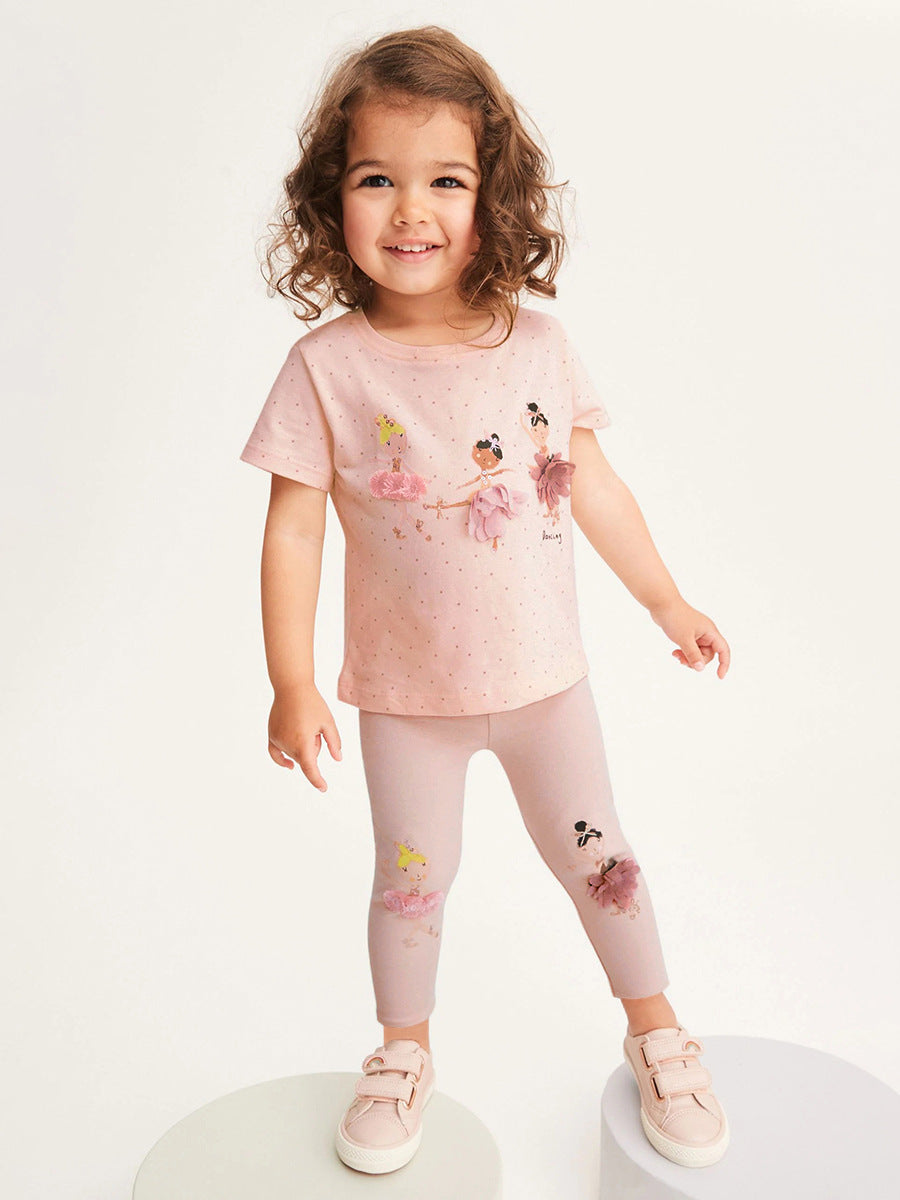 Girls Dancers Cartoon Collection T-Shirt And Pants Set-3