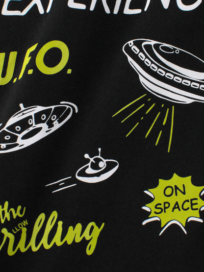 Boys’ Cartoon UFO Pattern T-Shirt In European And American Style-4