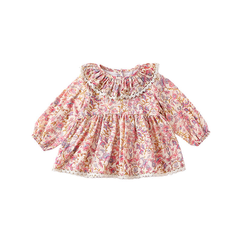 Spring Baby Kids Girls Floral Ruffle Collar Top And Shorts Clothing Set-4