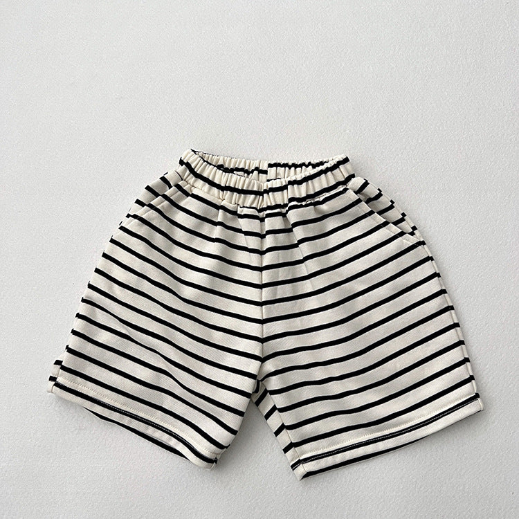 Baby Striped Pattern Fashion Sport Style Casual Shorts-4