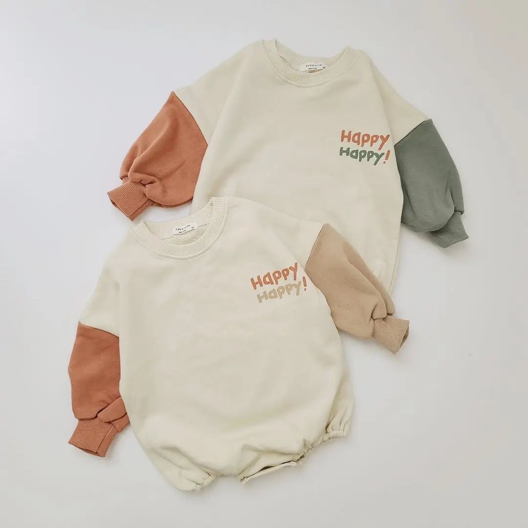 Baby Color blocking Sleeve Design Long Sleeve Bodysuit-3