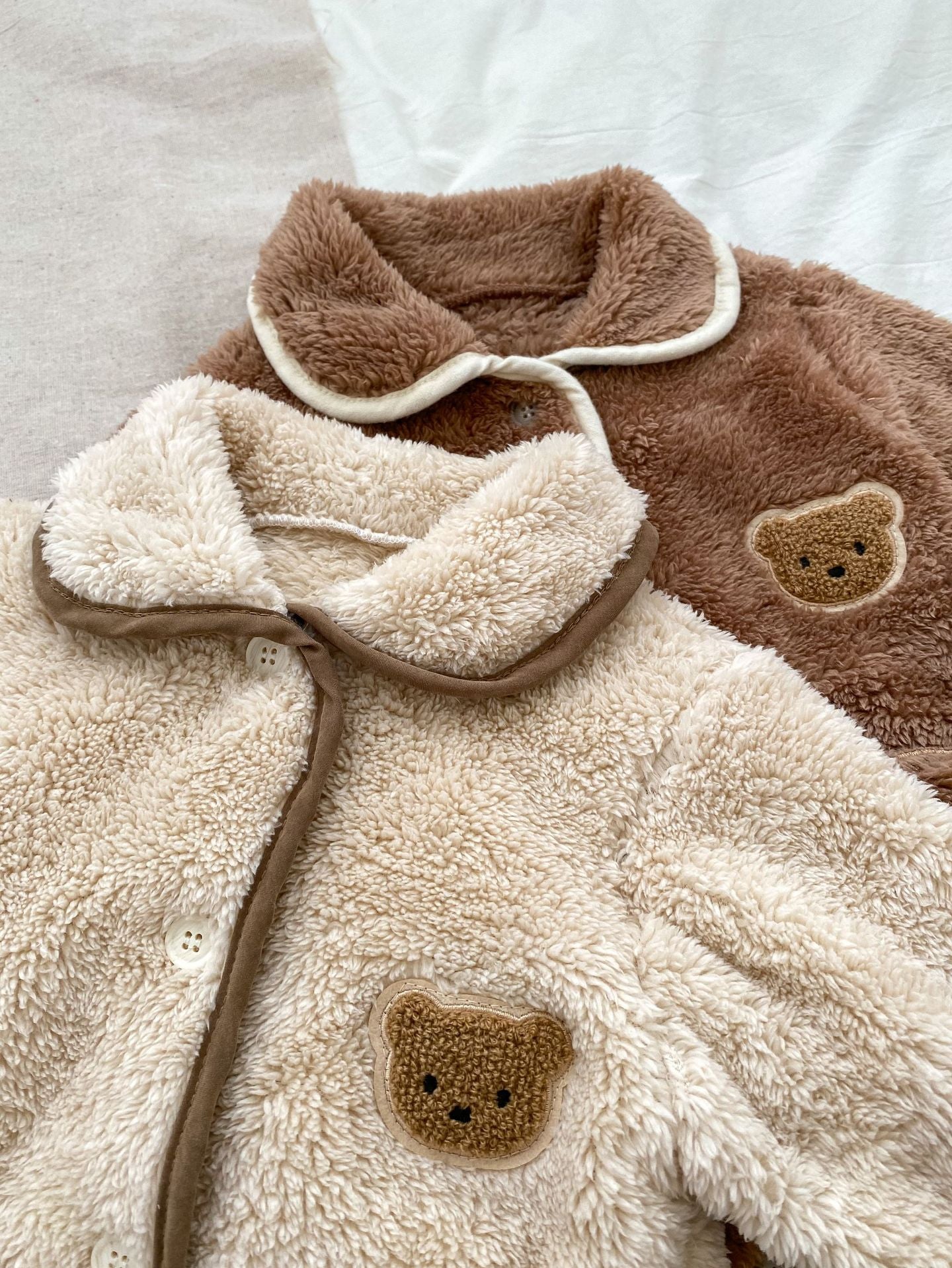 Infant Baby Lovely Little Bear Warmful Pajamas Romper In Winter-4