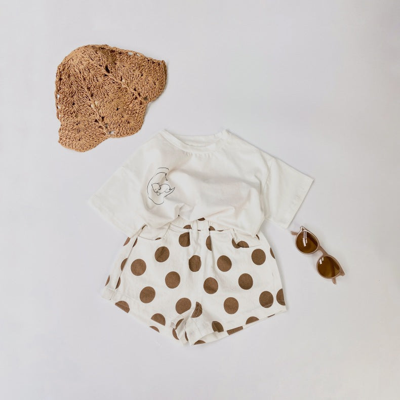 Baby Girl Polka Dot Pattern Basic Shorts With Pockets In Summer-4