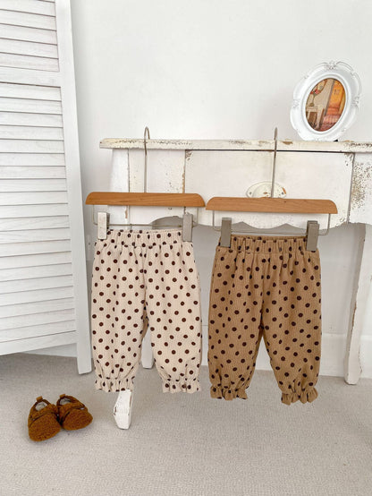 New Arrival Winter Baby Polka Dots Corduroy Fabric Long Pants-4