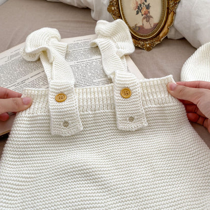 Baby Girl Camisole Knitted Vest In Spring&amp;Autumn One Piece Include Cap-3