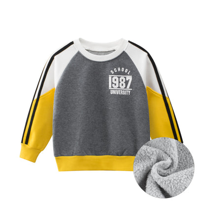 Boys Multi Color Contrast Round Collar Sweatshirt-4