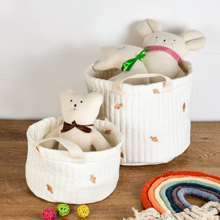 Baby Embroidered Pattern Baby Bottle Storage Basket-0