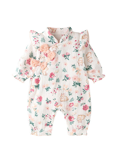 Autumn Baby Girl Chinese Style Home Clothes Romper-4