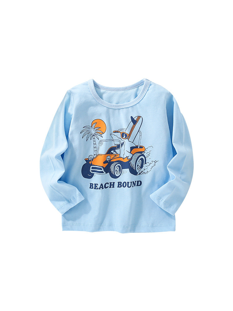 Infant Baby Boy Cartoon Pattern Crewneck Casual Shirts-1