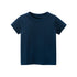 Baby Kids No Pattern Solid Color Short-Sleeved Tops In Summer Outfit Wearing-4