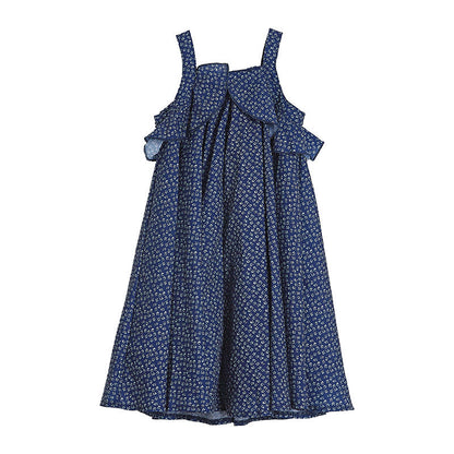 Girls Polka Dot Pattern Sleeveless Ruffle Design Dress-4