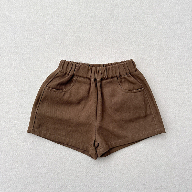 Summer New Arrival Kids Unisex Casual Thin Solid Color Basic Shorts-4