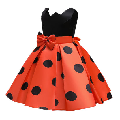 Baby Girl Polka Dot Graphic Sleeveless Performance Evening Dress-4