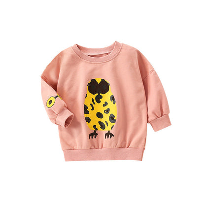 Baby Girl Cartoon Animal Pattern Solid Color Lovely Hoodie-4