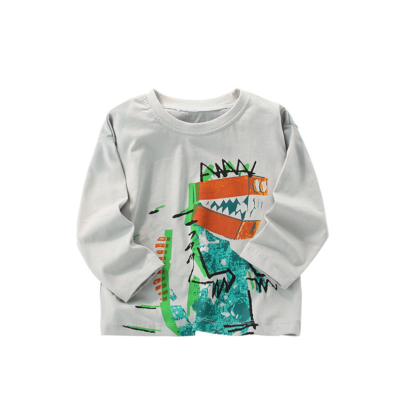 Autumn Dinosaur Pattern Crewneck Soft Shirt-0