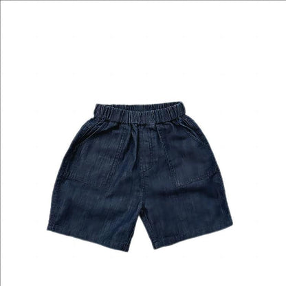 Summer New Arrival Unisex Dark Blue Denim Shorts-3