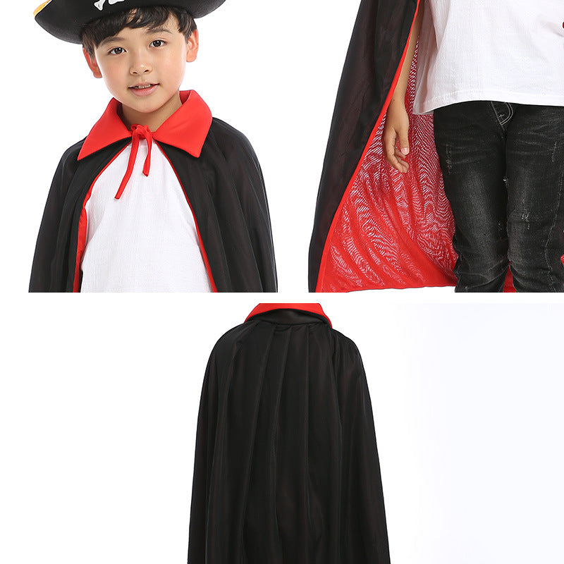 Halloween Pirate Cape Hats 3-Piece Sets Ghost Festival Cosplay-3