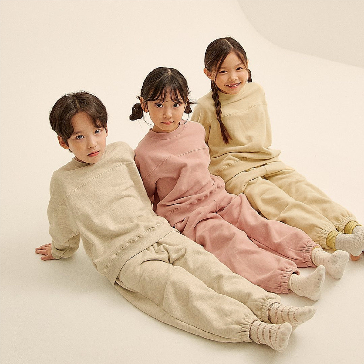 Spring Baby And Kids Unisex Solid Color Pullover Top And Pants Clothing Set-4