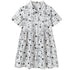 Girl Printed Pattern Single Breasted Design Polo Collar Dress-0