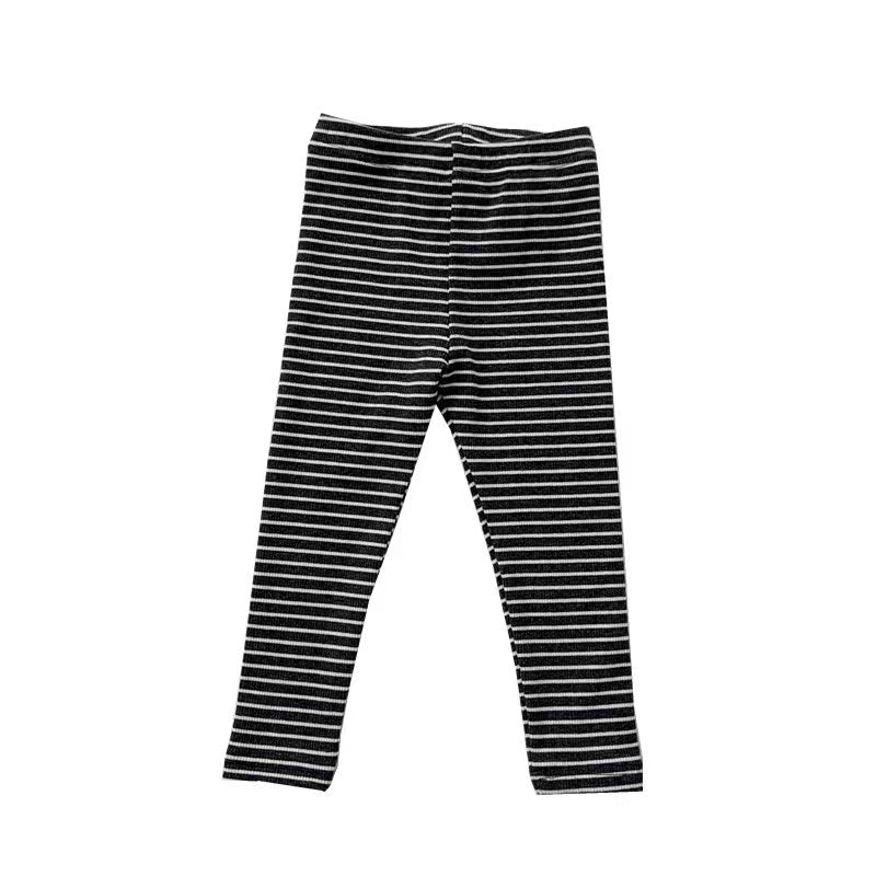 Baby Girl Striped Pattern Elastic Tight Knit Pants-4