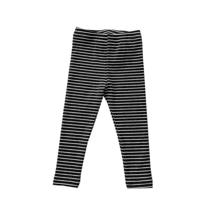 Baby Girl Striped Pattern Elastic Tight Knit Pants-4