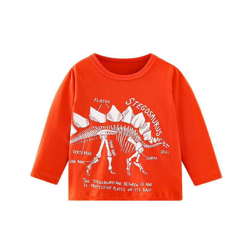 Baby Boy Cartoon Dinosaur Pattern Long Sleeve Cool Shirt-0