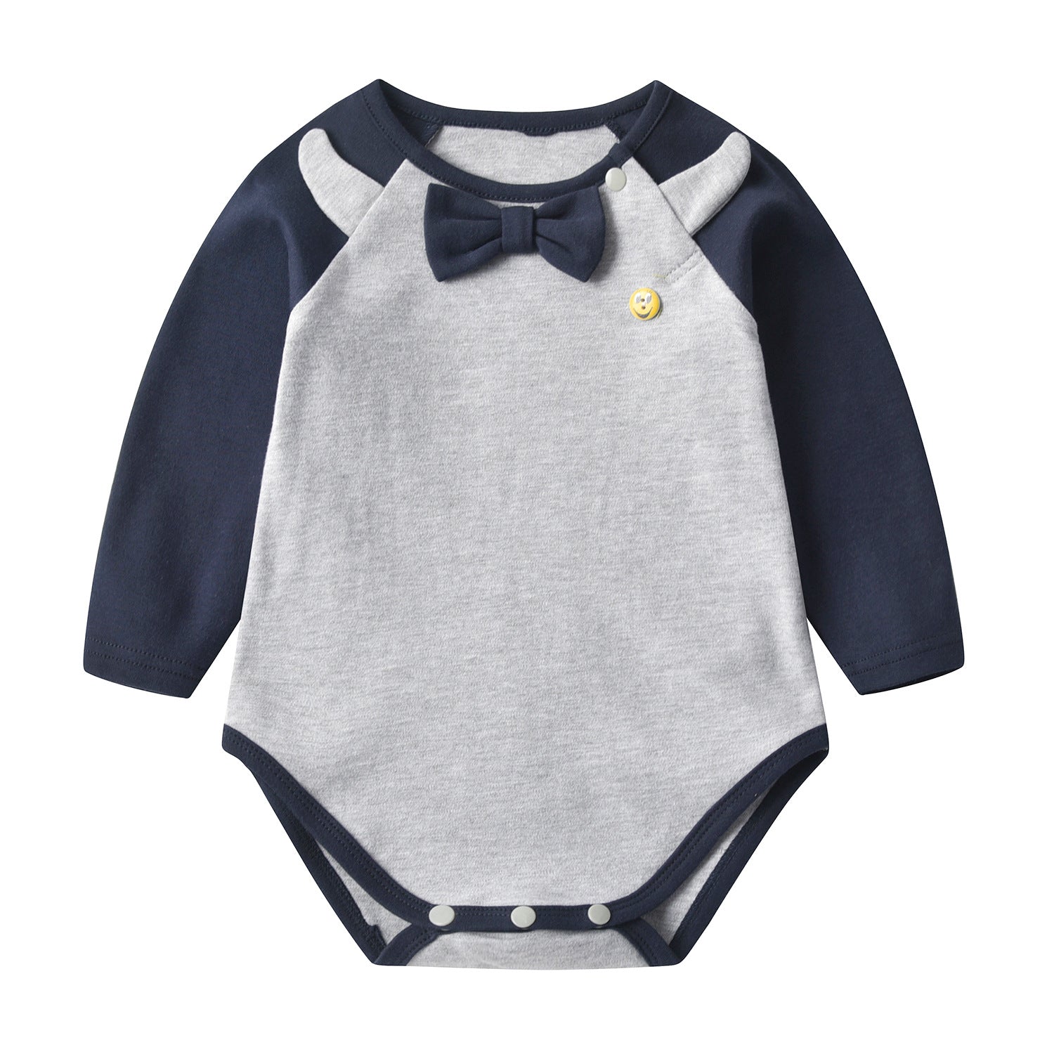 Baby 1pcs Bow Tie Patched Design Contrast Design Onesies Bodysuit-3