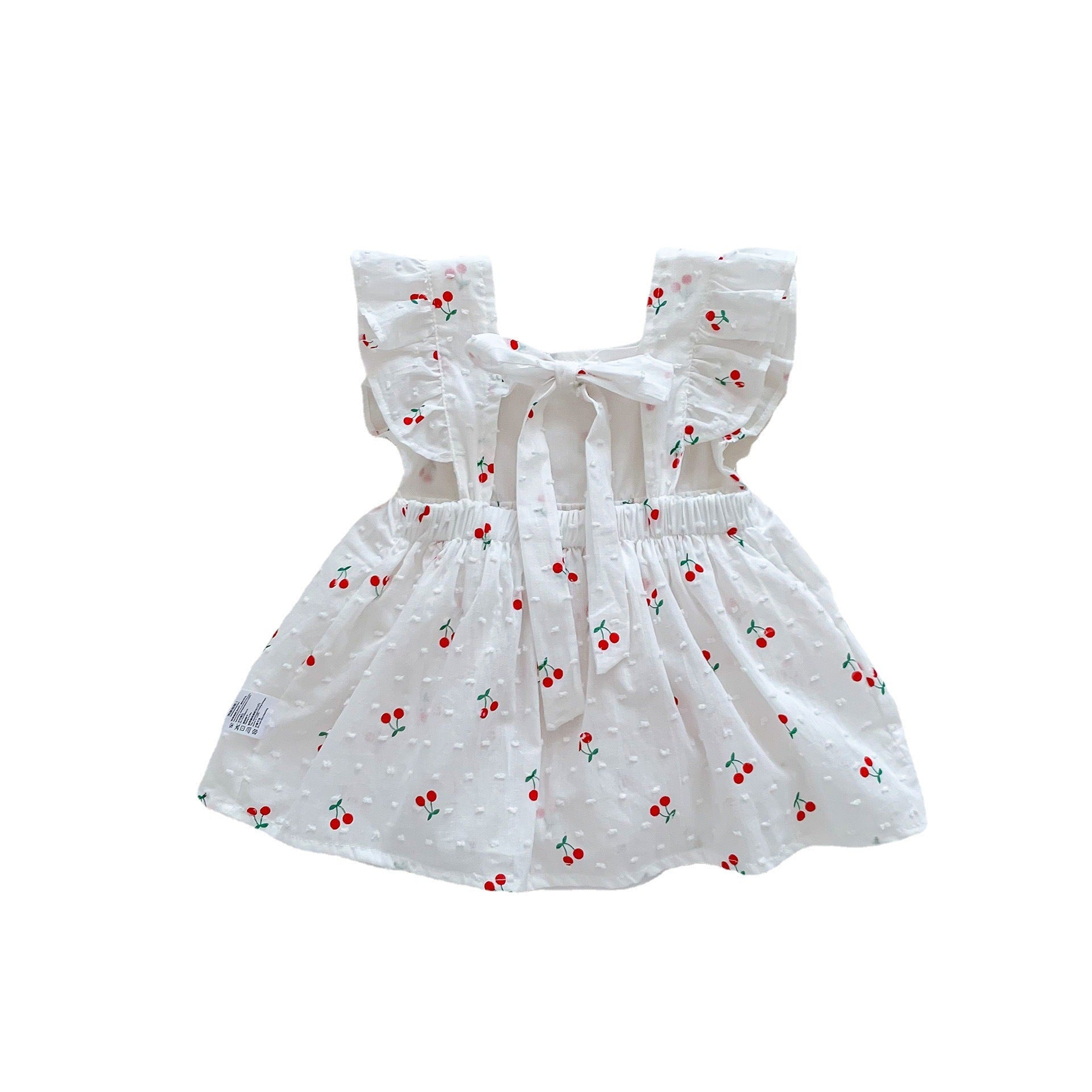 Summer New Arrival Baby Girls Sleeveless Cherry Print Onesies Dress-4