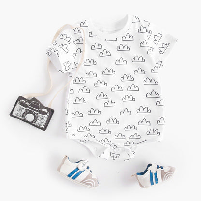 Summer New Design Baby Unisex Geometric Print Short Sleeves Crew Neck Onesies-4