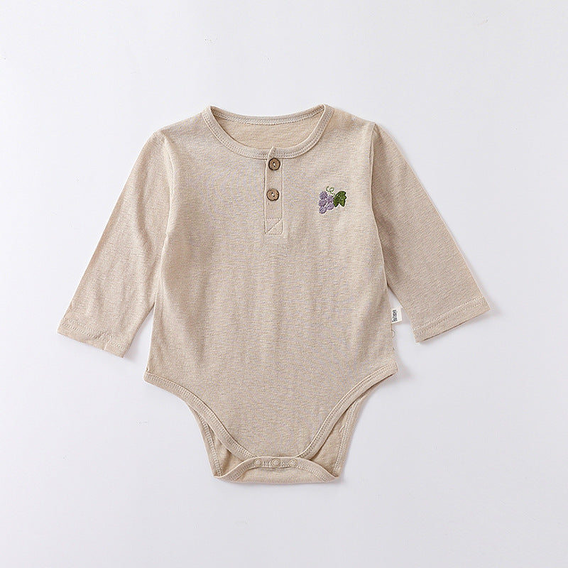 Embroidered Graphic Long Sleeve Onesies-4