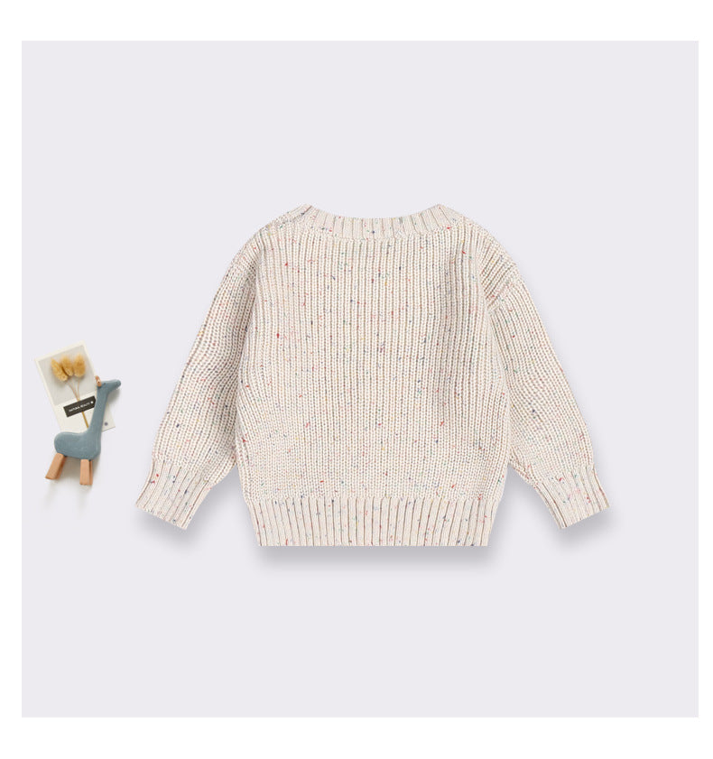 Baby Unisex Kids Colorful Dots Crew Neck Long Sleeve Pullover Sweater-4