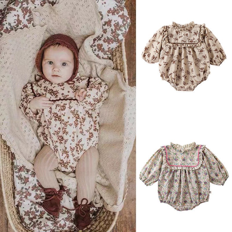 Floral Pattern Autumn Western Style Onesies-3