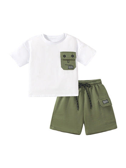 Baby Kids Boys Dumb Face Design T-Shirt And Shorts Casual Clothing Set-5