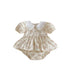 Summer New Arrival Baby Girls Short Sleeves Flowers Pattern Peter Pan Collar Onesies Dress-3