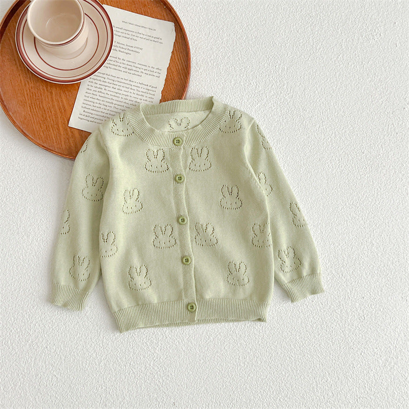 Baby Solid Color Sun Protection Sweet Knit Cardigan-4