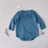 Baby Solid Color Flower Patched Design Knit Long Sleeve Onesies-4