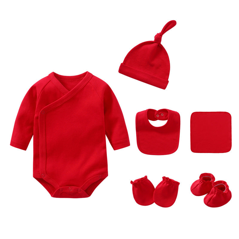 Newborn Solid Color Cotton Bodysuit Thin Style Sets-5