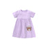 Summer Baby Kids Girls Short Sleeves Purple Dress With White Dots-4