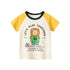 Baby Boy Cartoon Print Pattern Colorblock Design Short Sleeve Tops-0