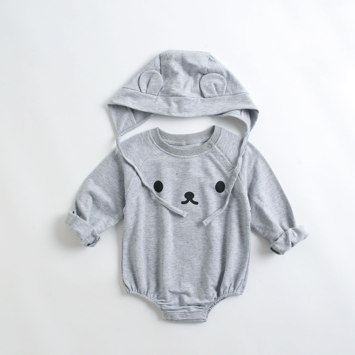 Baby 1pcs Cartoon Print Pattern Long Sleeved Cotton Triangle Onesies With Hat-4