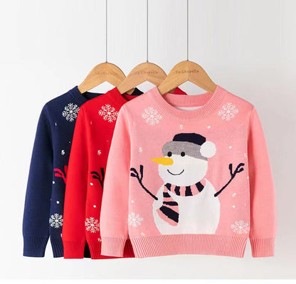 Kids Unisex Snowman Pattern Knitwear-0