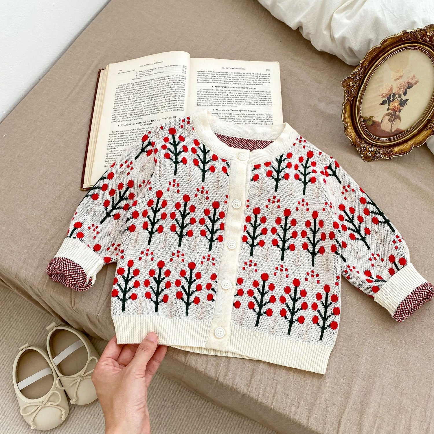 Autumn Flower Pattern Knitwears Cardigan &amp; Onesies-4