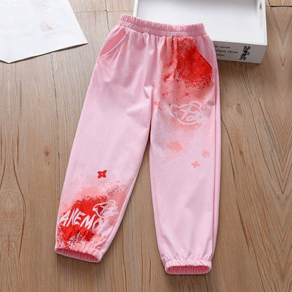 Spring Baby Kids Girls Elastic Soft Breathable Tie Dye Sportswear Pants-3