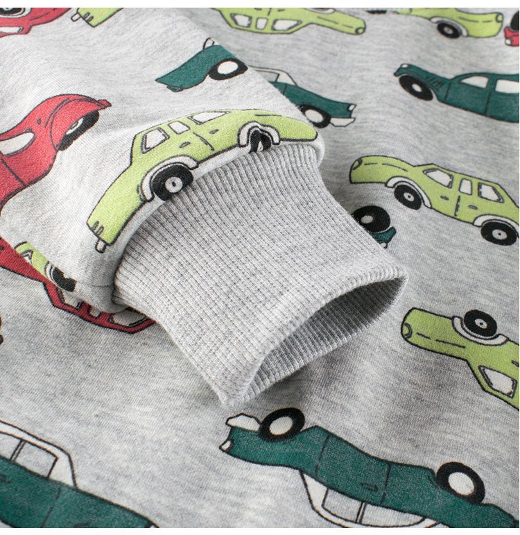 Baby Boys Automobile Cars Cartoon Crew Neck Long Sleeve Grey Pullover-4