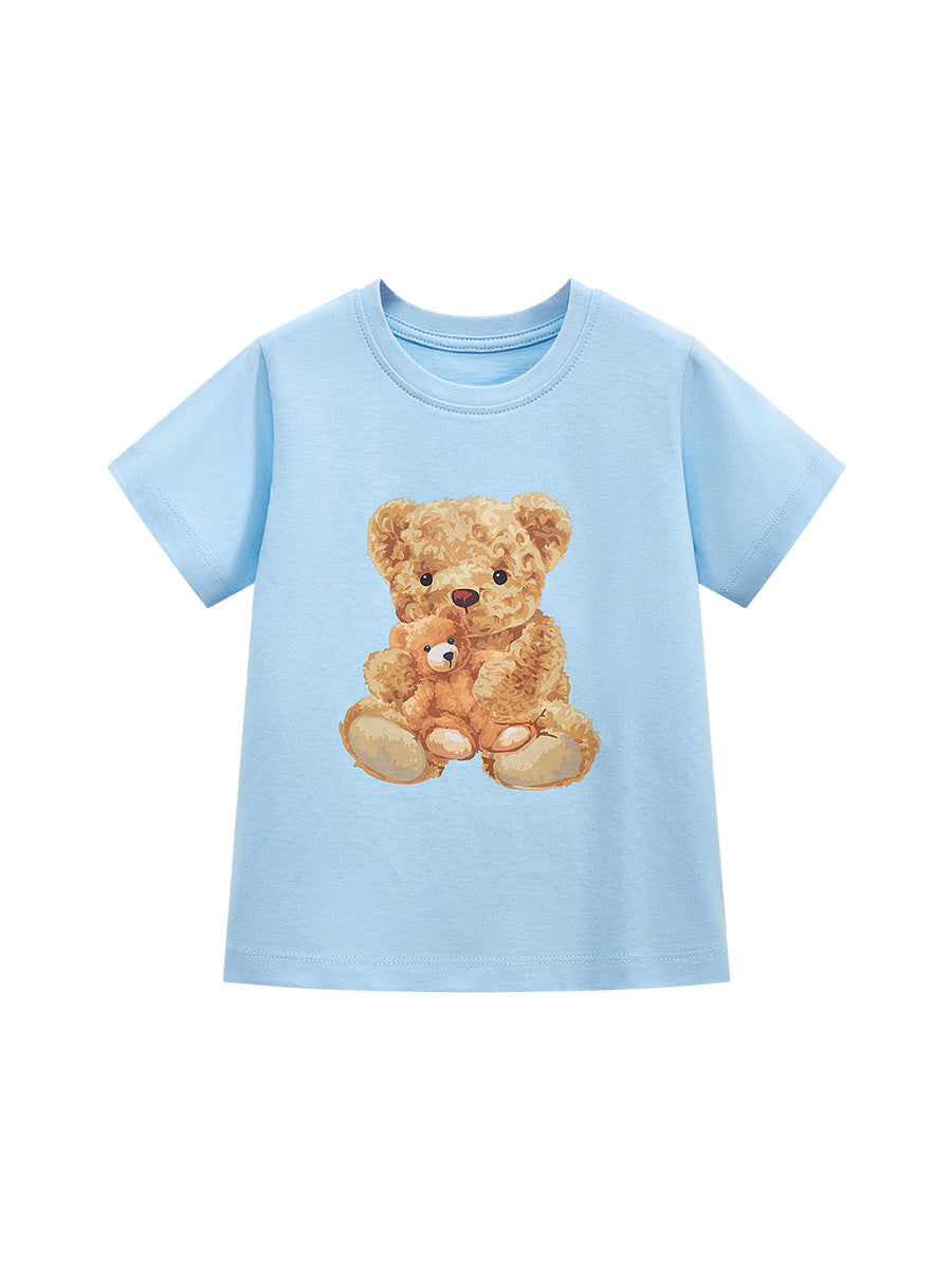 Teddy Bear Printing Boys’ T-Shirt In European And American Style For Summer-1