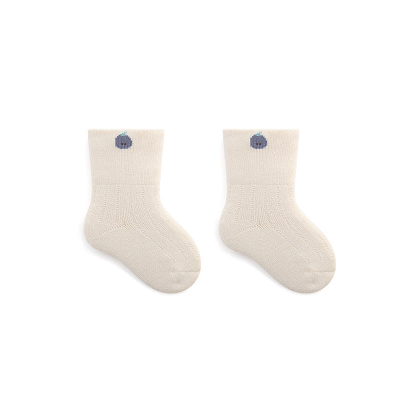 Baby Embroidered Pattern Thickened Warm Mid Tube Socks-4