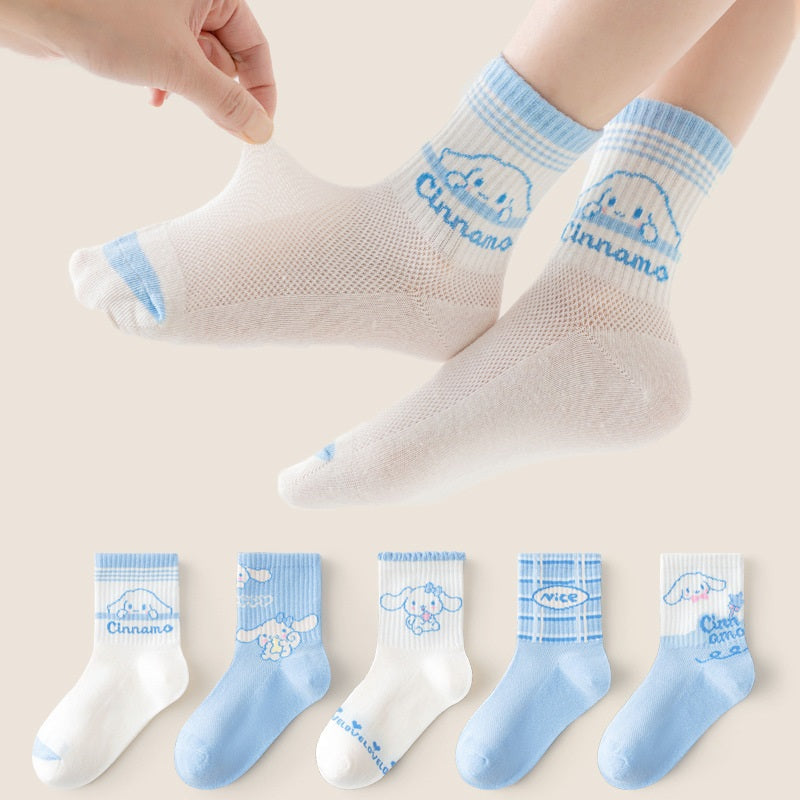 Spring New Arrival Girls Breathable Cartoon Mid-Calf Socks Set-0