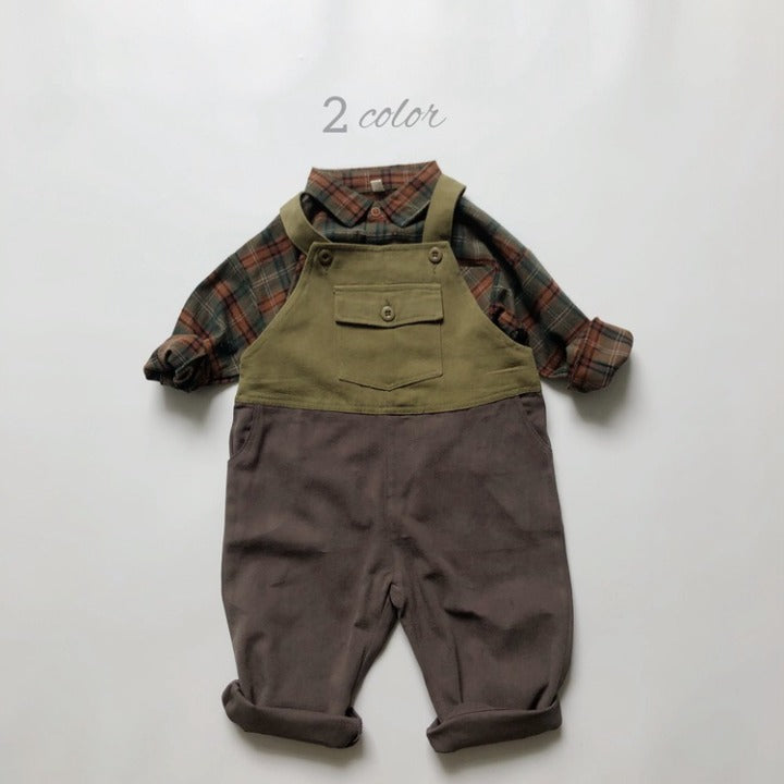 Baby Color Matching Design Soft Cotton Fashion Overalls-7